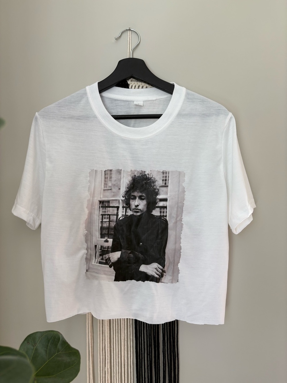 White Graphic Crop Tee with Photo Print - Women's Short Sleeve